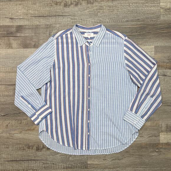 Xirena Button Up Long Sleeve Shirt XL Striped Oxford Lightweight Cotton Modern - Picture 1 of 7